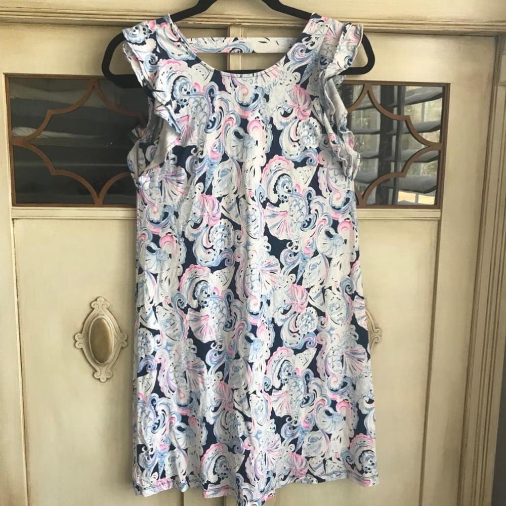 EUC Lilly Pulitzer Dani Ruffle Sleeve Dress in High Tide Print | Size XSmall